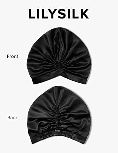LilySilk Silk Bonnet for Sleeping Womens 100% Mulberry Silk Sleep Cap Hair Wrap for Curly Long Hair