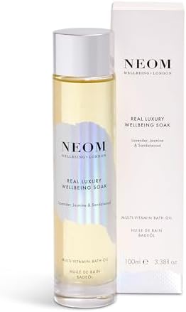 NEOM- Wellbeing Soak Bath Oil, 100ml (Real Luxury) | Lavender, Jasmine & Sandalwood | Rosehip, Coconut & Almond Oil