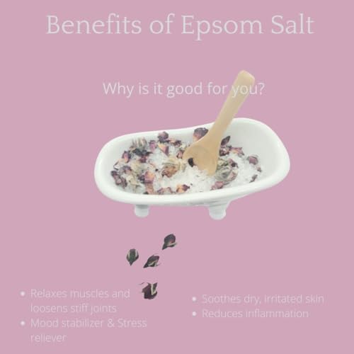 Epsom Salt Soak- Natural Aromatherapy With Organic Rose Petals & Lavender Essentail Oil Best For Relaxing 16 Oz Resealable Bag-Reusable Bag Included For Bath