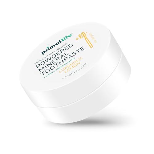 Primal Life Organics - Dirty Mouth Luminous Lemon Toothpowder, Tooth Cleaning Powder, Flavored Essential Oils with Natural Kaolin & Bentonite Clay, Good for 200+ Brushings, Paleo, Organic, Vegan