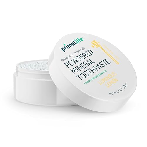 Primal Life Organics - Dirty Mouth Luminous Lemon Toothpowder, Tooth Cleaning Powder, Flavored Essential Oils with Natural Kaolin & Bentonite Clay, Good for 200+ Brushings, Paleo, Organic, Vegan