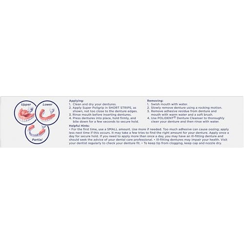 Super Poligrip Original Denture Adhesive Cream, Zinc Free Denture Cream for Dentures - 2.4 Ounces (Pack of 4)