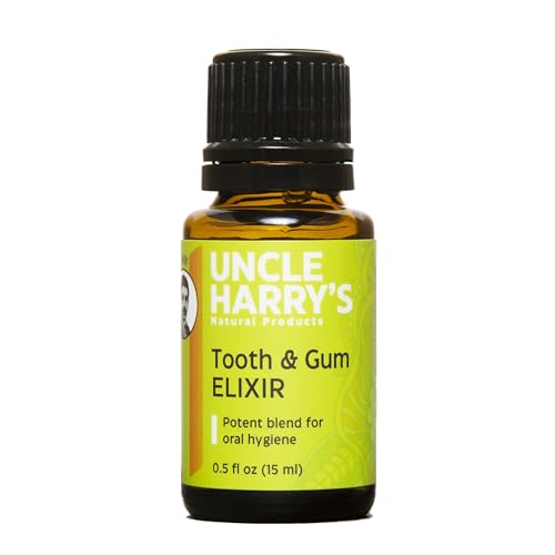 Uncle Harry's Aromatherapy Tooth & Gum Elixir | Purifying Alcohol Free Mouthwash for Gums and Bad Breath | Potent Blend for Oral Hygiene (0.5 oz)