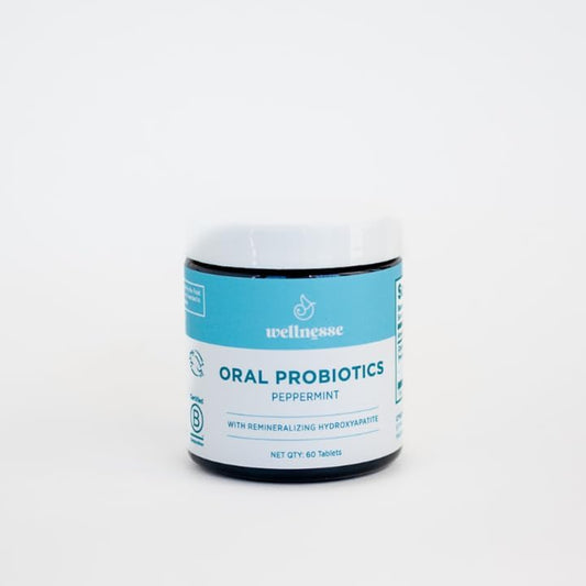 Wellnesse Oral Probiotics with Peppermint and Hydroxyapatite for Teeth and Gums - Fresh Breath Solution & Dental Health Support for Adults & Kids - Probiotics for Bad Breath - Oral Health Lozenges