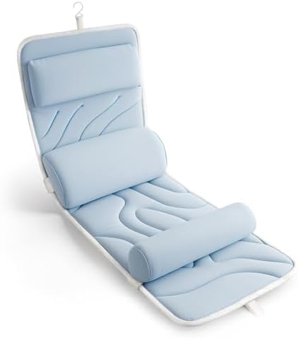 Sunlit Ultra Soft Full Body Bath Pillow for Bathtub, Luxury Thick Tub Pillow for Head Neck Back Support with Lumbar Pillow Multi-Function Stopper, Spa Pillow with Strong Suction Cups, Bath Accessories