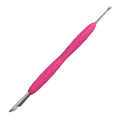 STALEKS UNIQ PQ-11/2 Double Manicure Instrument with Silicone Grip (Ring + Hoof Sticks)