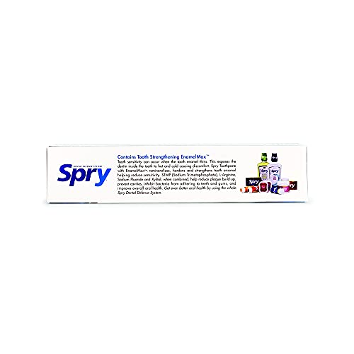 Spry Natural Xylitol Toothpaste 5oz for Adults and Kids with Fluoride, Gentle for Sensitive Teeth Whitening and Remineralizing, Breath Freshening, Mouth Moisturizing, Peppermint (Pack of 1)
