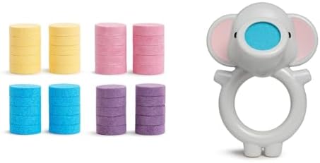 Munchkin® Color Buddies™ Moisturizing Bath Water Color Tablets, 40 Pack, Yellow/Pink/Blue/Purple & Bubble Bestie Elephant Bubbler Baby and Toddler Bath Toy