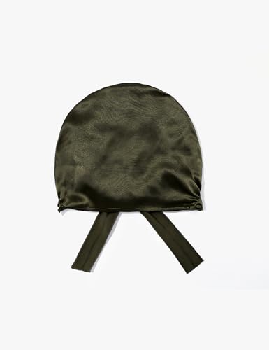 LilySilk Silk Bonnet for Sleeping Womens Sleep Cap 100% 19MM Mulberry Silk for Long Curly Hair Adjustable Stretchy Olive Green