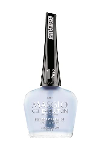 MASGLO GEL EVOLUTION Nail Polish Gel Effect, No UV/Led Lamp, Duration Up to 12 days 2 PCs (Base - Top Coat) for Manicure