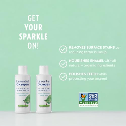 Essential Oxygen BR On-Demand Tooth Polish, Peppermint, White, 2 Ounce, Pack of 2