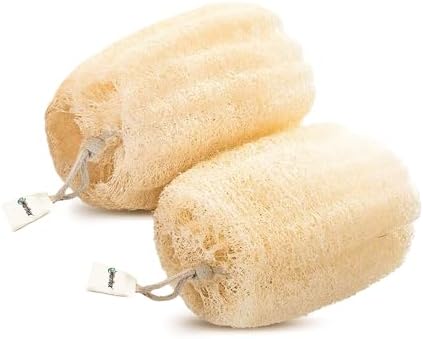 Premium Natural Egyptian Loofah Sponges, Made from 100% Natural Organic Material, Gentle Skin Exfoliation, and Full-Body Spa Experience – Eco-Friendly Loofah 2 Count (1 Pack)