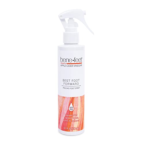 Benefeet Best Foot Forward Peeling Spray - May Help Rejuvenate + Smooth for Cracked Heels, Corns + Calluses Made w/Shea Butter, Apple Cider Vinegar + Tea Tree Oil, 6.7 oz (1 Pack)