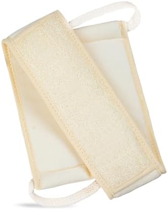 Natural Egyptian Loofah Back Scrubber for Shower, Extra-Long Exfoliating Strap Made with Natural Egyptian Loofah Fibers, Deep Cleaning Body Sponge for Men and Women – Soft Cotton Handles