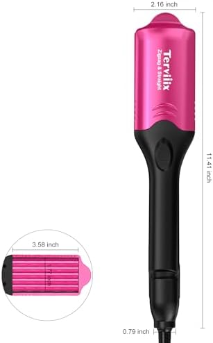 Terviiix Crimper Hair Iron with 4 Interchangeable Plates, Keratin & Argan Oil Infused Hair Crimper for Women, Volumizing Crimping Iron for Thin Fine Hair, 5 Heat Settings & 60 Mins Auto Off, Pink
