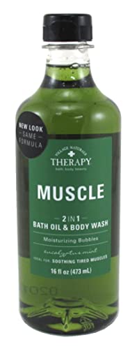 Village Nat. Bath Oil & Body Wash 2In1 Muscle 16 Ounce (Pack of 2)