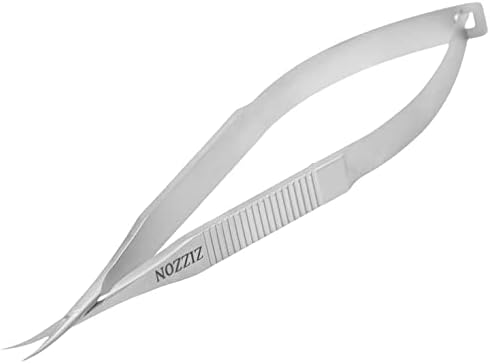 ZIZZON Cuticle Scissors Extra Fine Curved Professional Precise Pointed Tip Grooming kit for Eyebrow, Eyelash, Trim Nail and Dry Skin