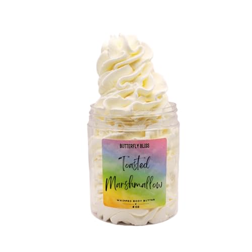 Toasted Marshmallow Whipped Body Butter, natural lotion, organic, 8oz jar, made with shea butter, mango butter, coconut oil, almond oil