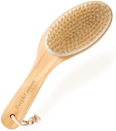 Purple Canyon Exfoliating Dry Brush | Natural Bristles and Ergonomic Birchwood Handle | Body Brush for Lymphatic Drainage and Skin Care