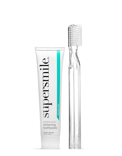 Supersmile Original Mint Whitening Kit - Professional Whitening Toothpaste + Toothbrush - Whitens 3 Shades on Average