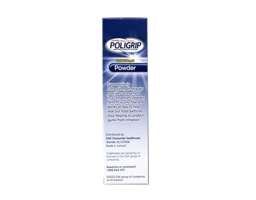 Super POLIGRIP Extra Strength Denture Adhesive Powder 1.60 oz (Pack of 3) by Super Poli-Grip