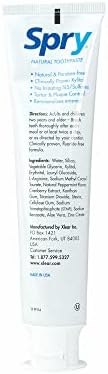 Spry Natural Xylitol Toothpaste 5oz for Adults and Kids - Fluoride Free, Gentle for Sensitive Teeth Whitening and Remineralizing, Breath Freshening, Mouth Moisturizing, Peppermint (Pack of 6)