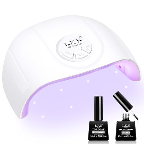 UV Nail Lamp, ARCWEISSO 72W UV Light for Gel Nails with Base and Top Coat Set, Fast Curing UV Lamp for Gel Polish with 21pcs Lamp Beads, 3 Times and Auto Sensor LED Nail Lamp Manicure