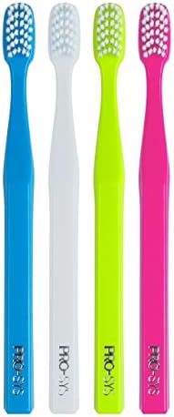 PRO-SYS® Soft Toothbrush for Adult with Sensitive Teeth & Gums, ADA Accepted, with 35-Tuft Wide Dupont® Tynex® Bristles, Pack of 4