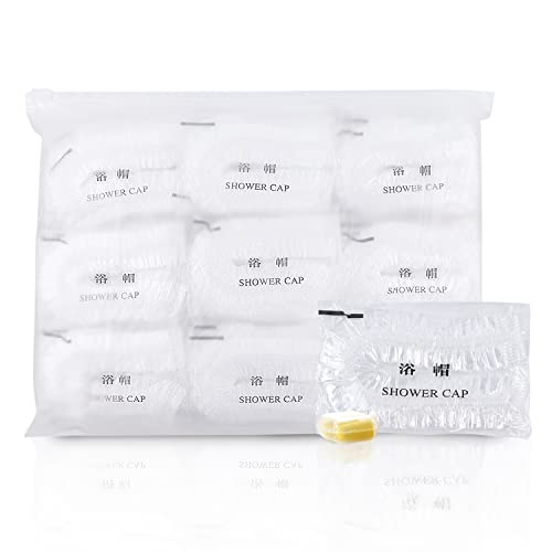 Maltose Disposable Shower Caps 100Pcs - Individually Wrapped 19.8" Large Thicker Plastic Shower Caps Waterproof Shower Hair Caps for Women Spa Home Hotel Hair Salon Portable Travel (Clear)