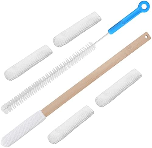 Yaomiao Set of 2 Long Handle Toe Brush 15.75 Inches Wooden Foot Towel Brush with Reusable Remove Soft Drying Covers for Foot Scrubber Cleaning Between Toes