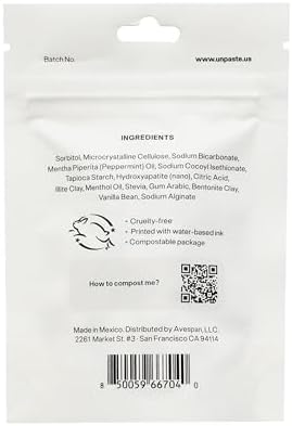 New Formula, Unpaste Toothpaste Tablets, Now w/Nano-HYDROXYAPATITE, Fluoride-Free Mint Remineralizing Tablet, Xylitol Free, Vegan, Plastic Free, Travel-Friendly, Resealable Packet, 125ct/2 mo Supply