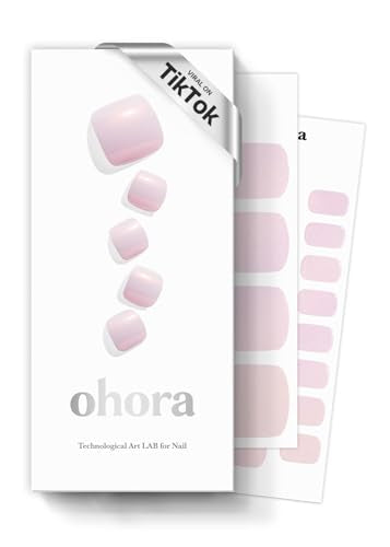 ohora Semi Cured Gel Nail Strips (P Ballerina) - Pink, Solid, Works with Any UV/LED Nail Lamps, Salon-Quality, Long Lasting, Easy to Apply & Remove - Includes 2 Prep Pads, Nail File & Wooden Stick