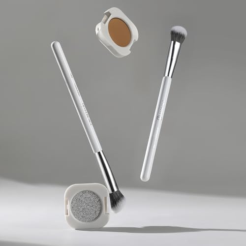 Face Makeup Brush Set 6PCS, Angled Cream Foundation Liquid Blush Brush Concealer Brush Under Eye, Nose Contour Eyeliner & Brow Brush