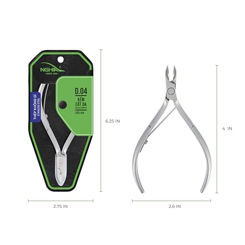 NGHIA Cuticle Nipper - D-04 JAW 14 | Stainless Steel | Durable and Sharp | Ergonomic Design | Grey Plated | Ideal for Salons and Home Use