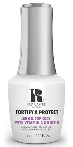 RC Red Carpet Manicure Fortify & Protect LED Gel Top Coat – High Shine Top with Vitamin A & Biotin, Long-Lasting, Strengthens Nails, No Chipping or Peeling (0.3 Fl Oz)