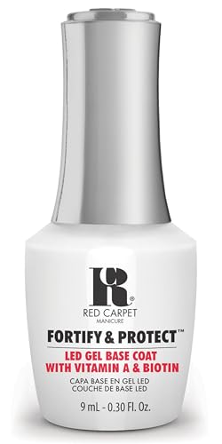RC Red Carpet Manicure Fortify & Protect LED Gel Base Coat – Strengthens Nails with Vitamin A & Biotin, Prevents Brittleness, Long-Lasting Gel Nail Protection for Healthier, Stronger Nails (0.3 Fl Oz)