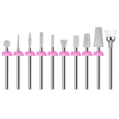 Makartt Nail Drill Bits:10Pcs Dimond Sanding Bit Sets for Nail Drill E-File,Upgraded Cuticle Cleaner Nail Bit Kit Tool Bits for Acrylic Nail Art Tools Nails Manicure Nail Prep,Nail Salon Home DIY Use