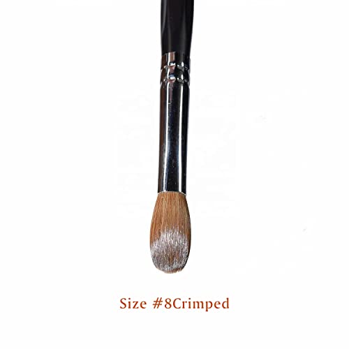 Yasterd Acrylic Nail Brush 100% Kolinsky Acrylic Brushes for Nails Size 8 Oval Crimped Shaped Nail Brushes for Acrylic Application Black Wood Handle Professional Nail Art Powder Brush Manicure Tool