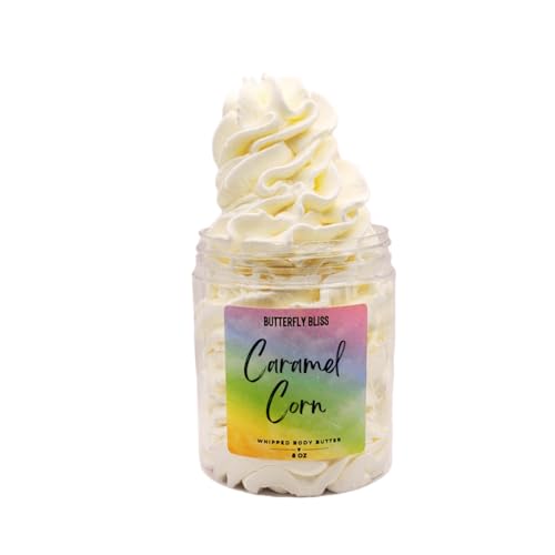 Caramel Corn Whipped Body Butter, natural lotion, organic, 4oz jar, made with shea butter, mango butter, coconut oil, almond oil