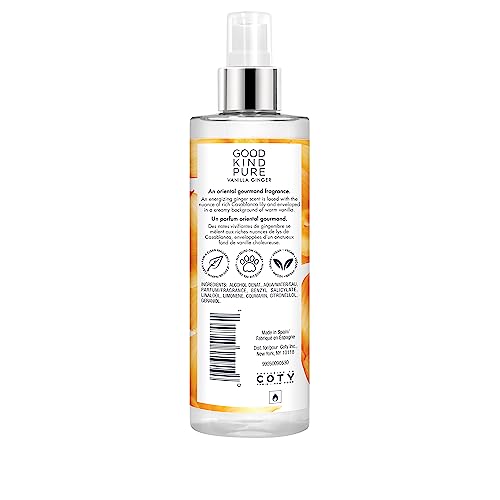 Vanilla Ginger Body Mist Spray - Energizing, Gourmand Fragrance - A blend of Casablanca Lily & Warm Vanilla - Clean, Vegan, & Long-Lasting Formula - 8.4 Fl Oz