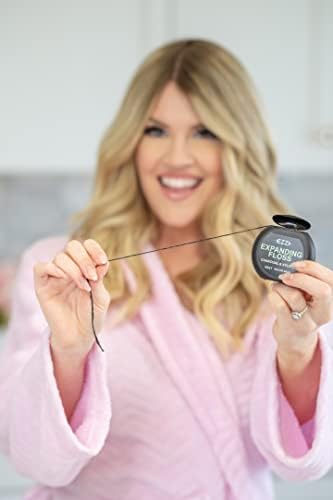 Woven Expanding Dental Floss | Naturally Waxed & Textured w/Charcoal & Xylitol to Optimally Clean Gums | Mint | Thick & 109 Yards