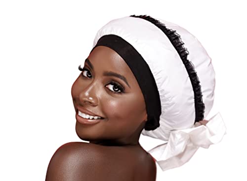 Luxury Waterproof Shower Cap - Innovative Open-Ended Design - White