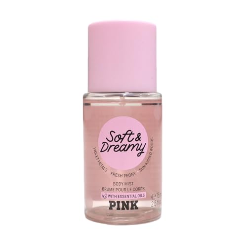 Victoria's Secret Pink Soft & Dreamy Scented Fragrance Body Mist 2.5 Fluid Ounce Spray With Essential Oils