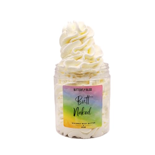 Butt Naked Whipped Body Butter, natural lotion, organic, 4oz jar, made with shea butter, mango butter, coconut oil, almond oil