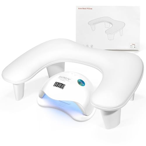 LIONVISON Arm Rest for Nails Tech U Shaped - Comfortable Manicure Nail Hand Rest Pillow Cushion, Nail Armrest Stand for Acrylic Nail Art Tech, Quick Installation, White
