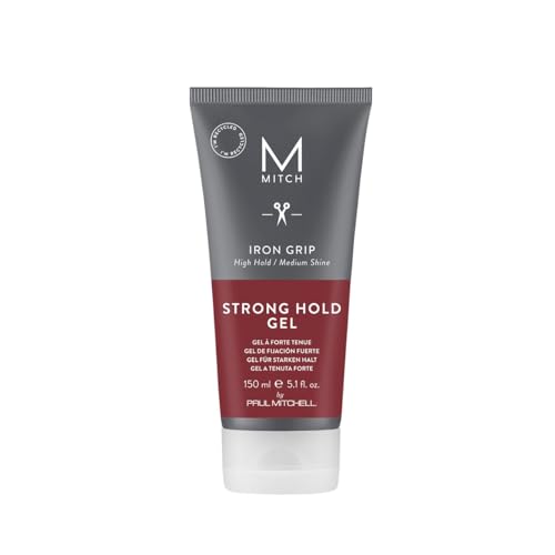 MITCH by Paul Mitchell Iron Grip Strong Hold Gel, High Hold, Medium Shine, For All Hair Types + Textures, 5.1 fl. oz.