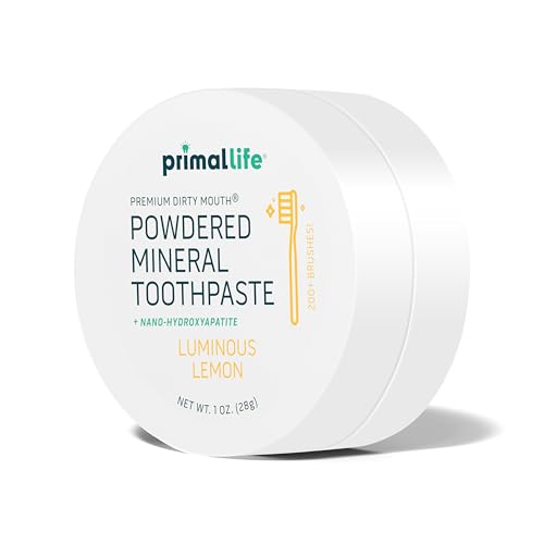 Primal Life Organics - Dirty Mouth Luminous Lemon Toothpowder, Tooth Cleaning Powder, Flavored Essential Oils with Natural Kaolin & Bentonite Clay, Good for 200+ Brushings, Paleo, Organic, Vegan