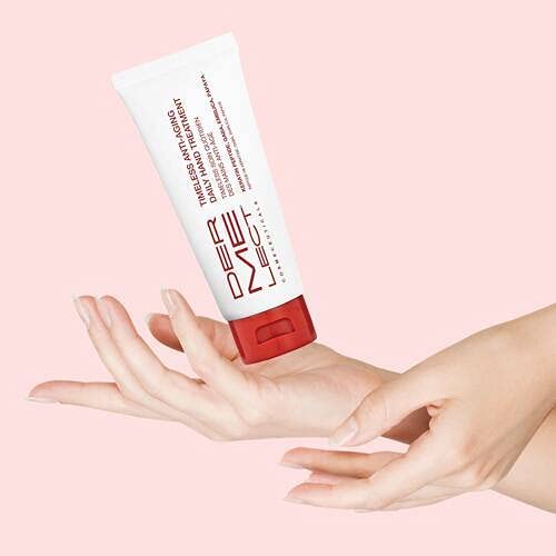 Dermelect Timeless Anti-Aging Daily Hand Treatment for Hands - Anti Aging Cream with Peptides Hyaluronic Acid Hydrating & Brightening Treatment for Dry Hands, Dark Spots, Over Washed Hands