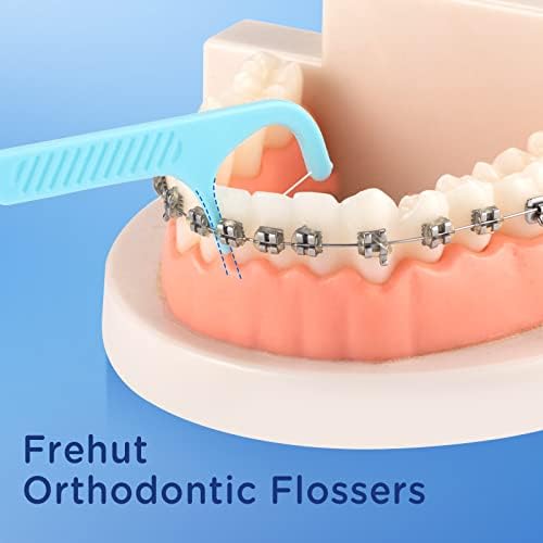300 Count Orthodontic Flossers for Braces - Ortho Dental Floss Picks, 75 Count (Pack of 4), with a Travel Case