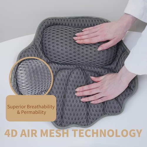 Luxury Bathtub Pillow, Mesh Bath Pillow with Suction Cups Bath Pillow for Women Relaxing, Bath Pillows for Tub Neck and Back Support,Fits All Bathtub (Gray)